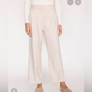 NWT Brochu Walker Harlow Wide Leg Ankle Corduroy Italian Velvet Pink Pant M $428